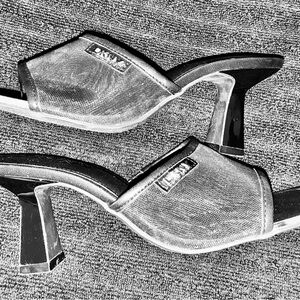DKNY Black and Silver Mesh Heels